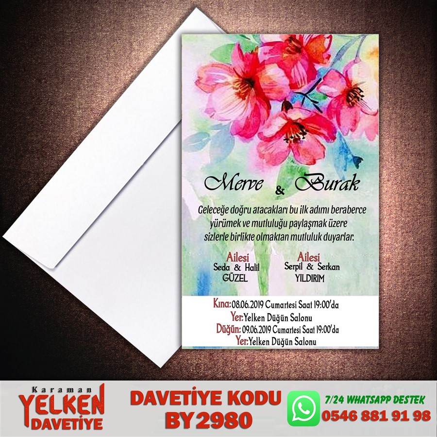 BY 2980 Beyaz Zarflı Davetiye - BY2980 - Görsel 1