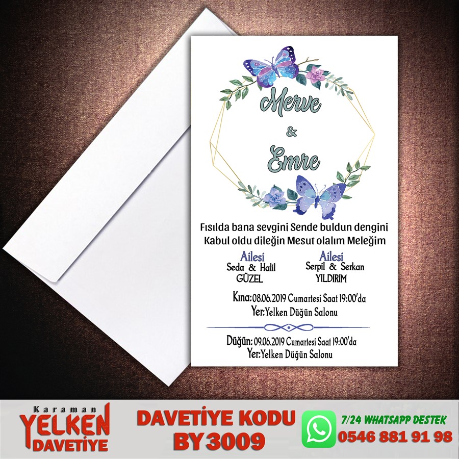 BY 3009 Beyaz Zarflı Davetiye - BY3009 - Görsel 1