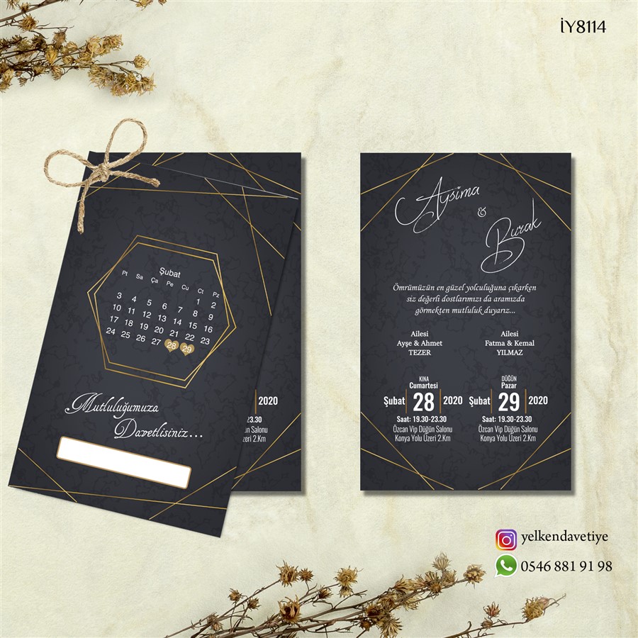 İY8114 İkili Davetiye - IY8114 - Görsel 1