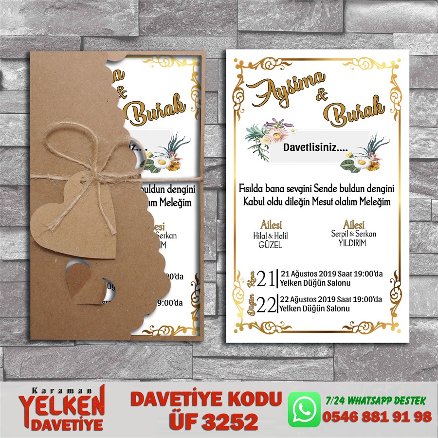 ÜF 3252 Flower Kraft Zarflı Modeller - ÜF3252 - Görsel 1