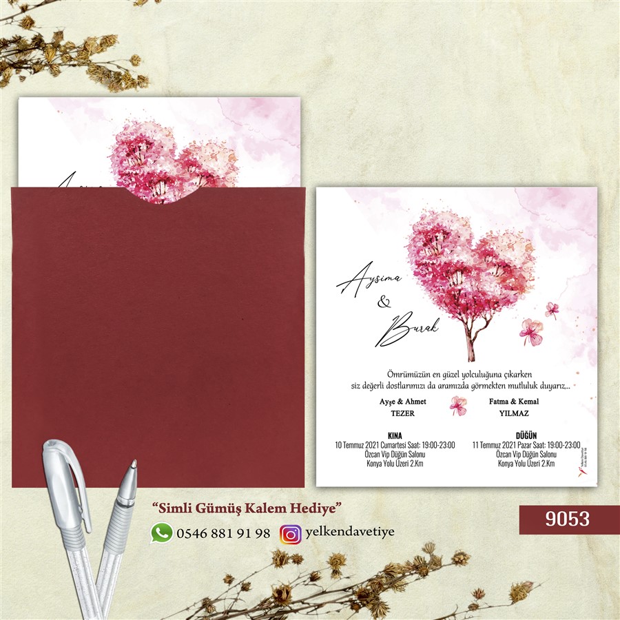 brd9053 Bordo Kare Zarflı - 9053 - Görsel 1