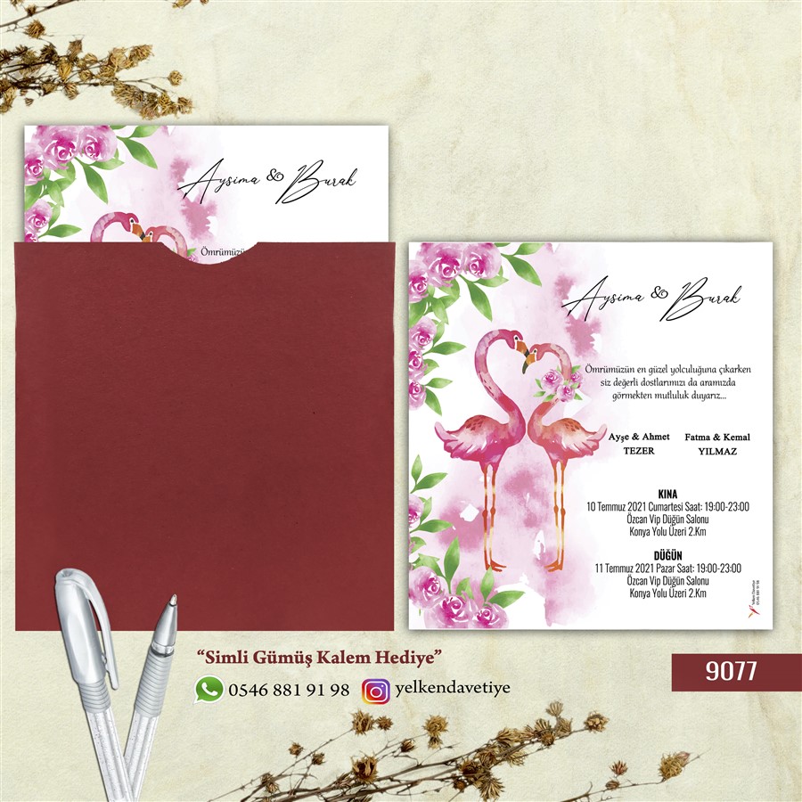 brd9077 Bordo Kare Zarflı - 9077 - Görsel 1