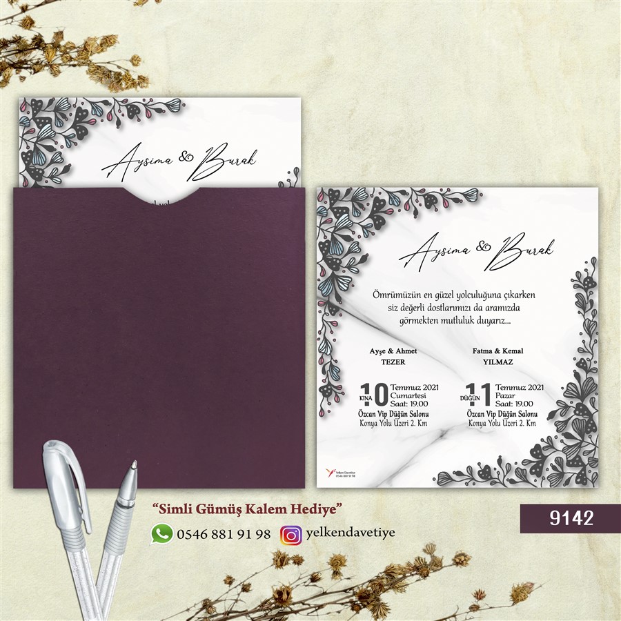 mor9142 Mor Kare Zarflı - 9142 - Görsel 1