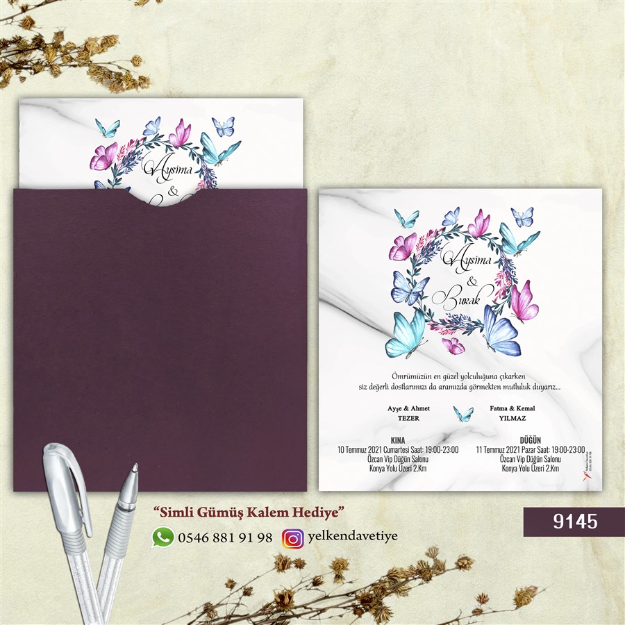 mor9145 Mor Kare Zarflı - 9145 - Görsel 1