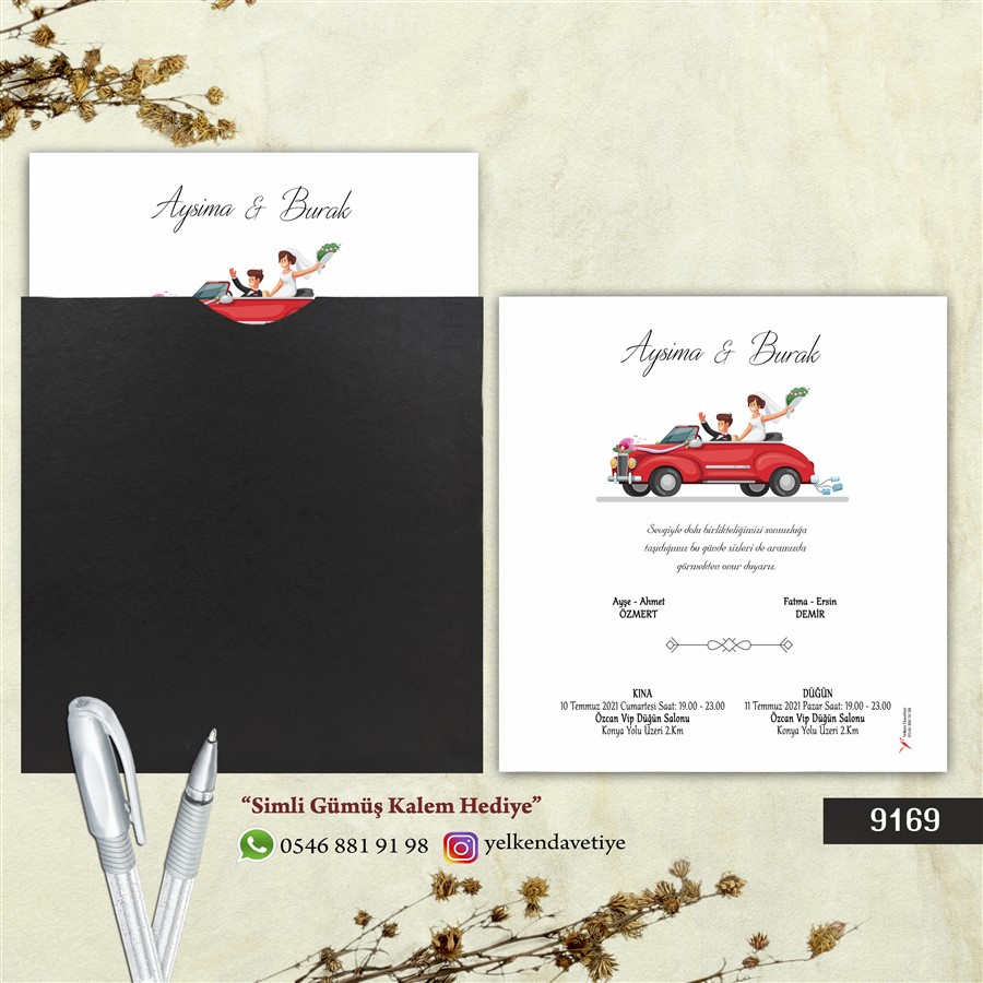 syh9169 Siyah Kare Zarflı - 9169 - Görsel 1